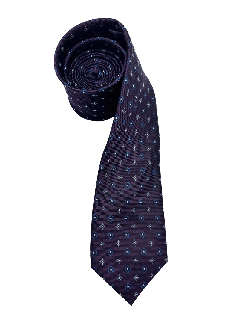 Purple Tile Print Silk Tie