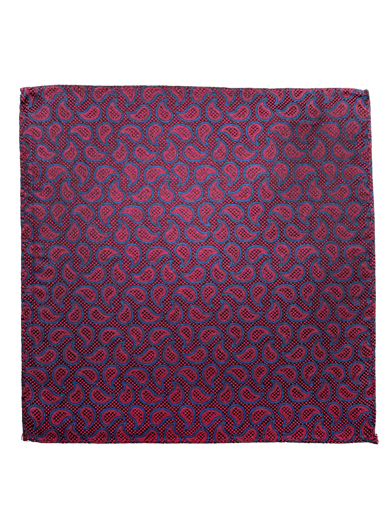 Red Navy Droplet Print Pocket Square