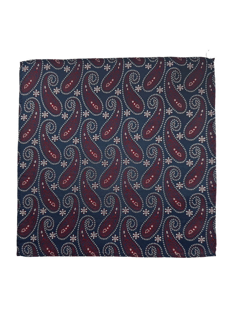 Navy Burgundy Paisley Pocket Square