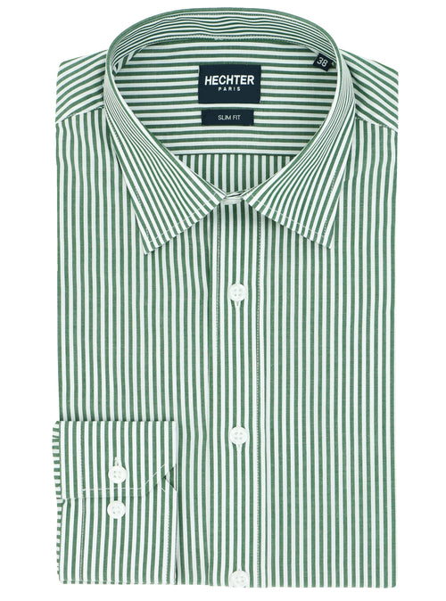 Jacque Business Green Striped Shirt