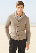 Beige Ribbed Knit Cardigan